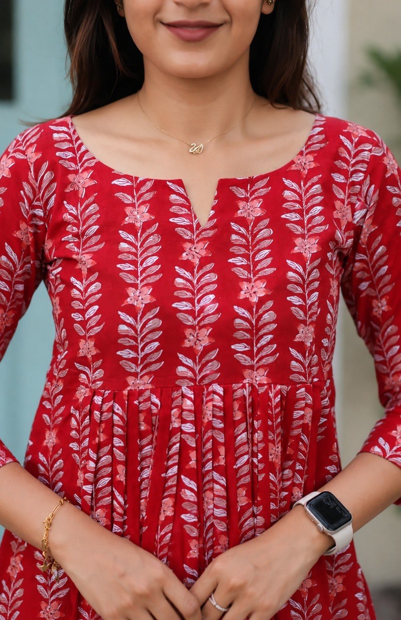 Women's Crimson Bloom Printed Peplum Top