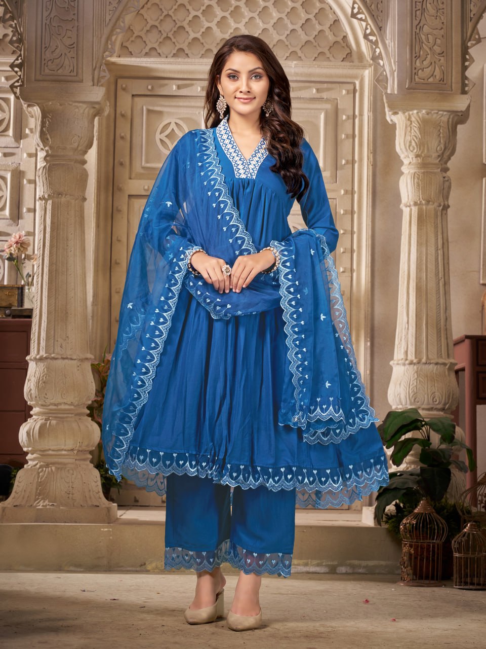 Women's Embroidered Anarkali Kurta Set with Dupatta