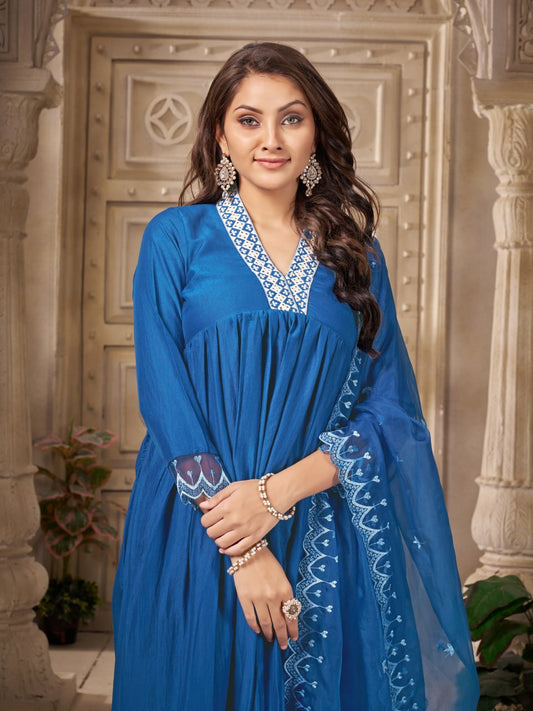 Women's Embroidered Anarkali Kurta Set with Dupatta
