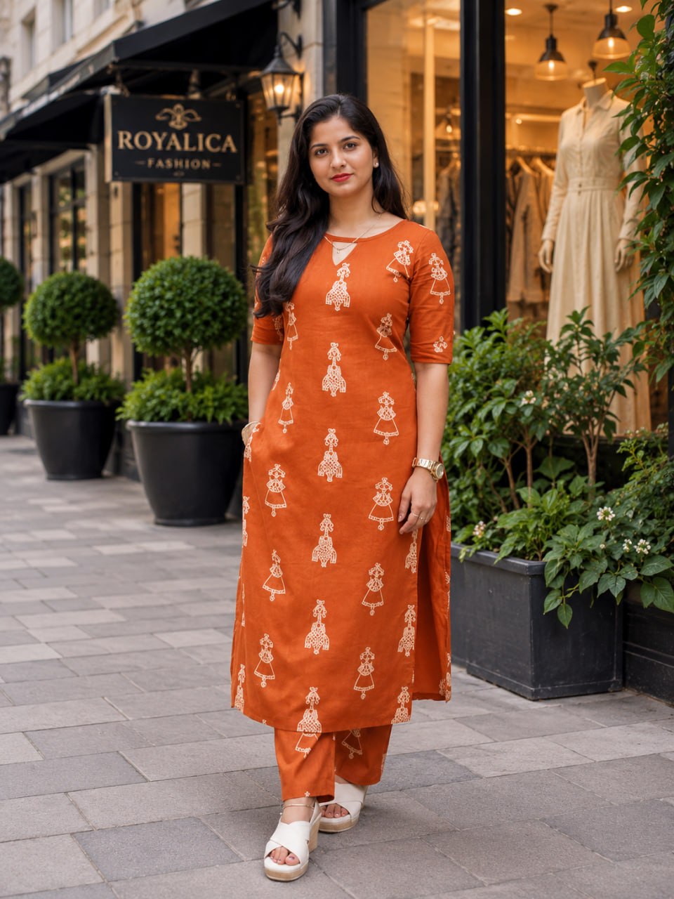 Women's Printed Rayon Straight Kurta with Pant Set