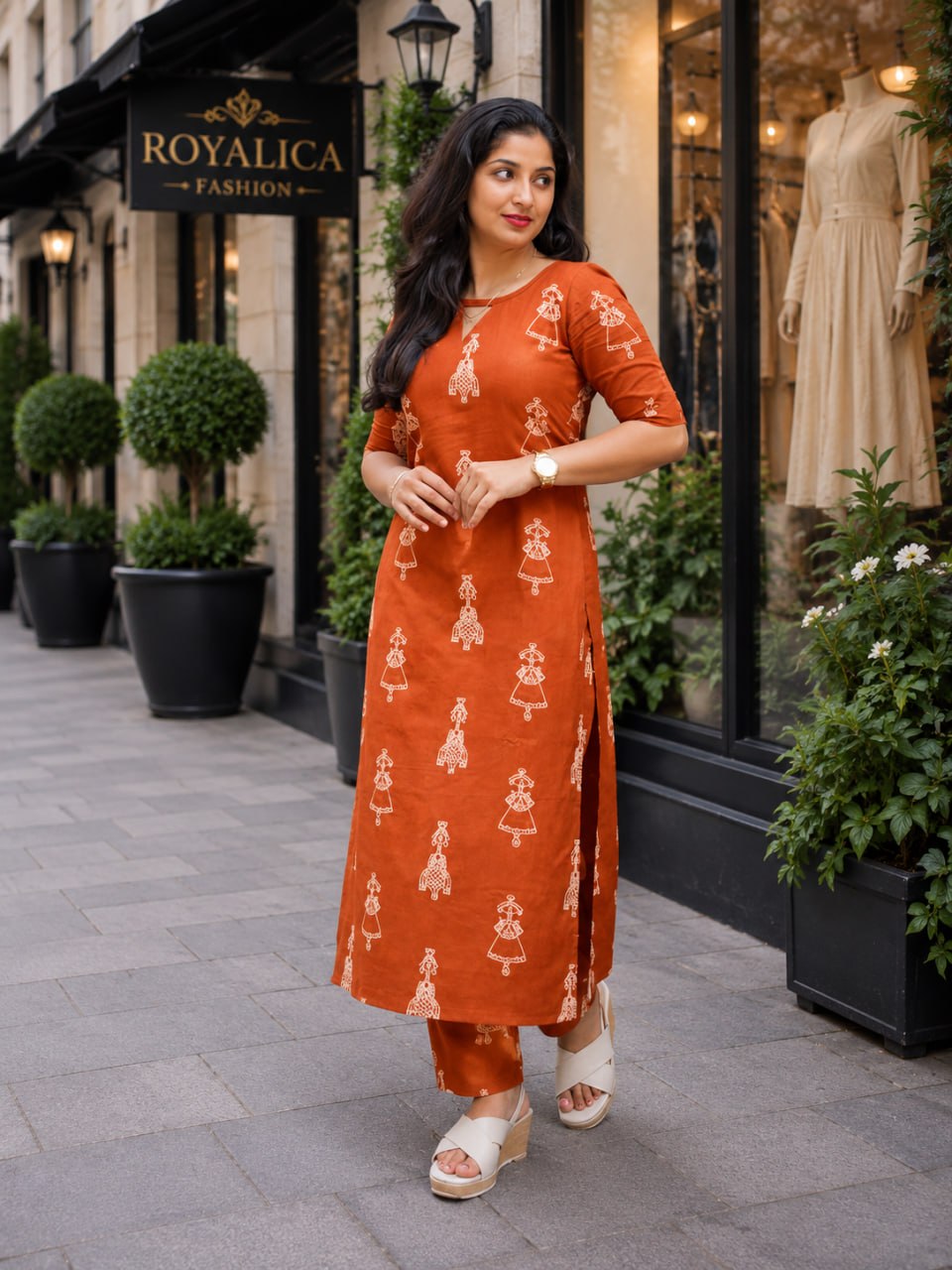 Women's Printed Rayon Straight Kurta with Pant Set