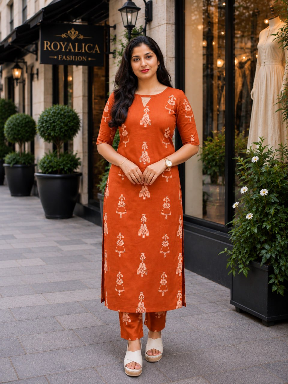 Women's Printed Rayon Straight Kurta with Pant Set