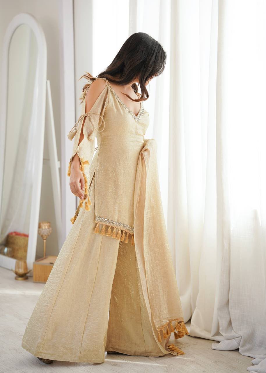 Zaria Tassel Sharara Suit Set with Dupatta for Women