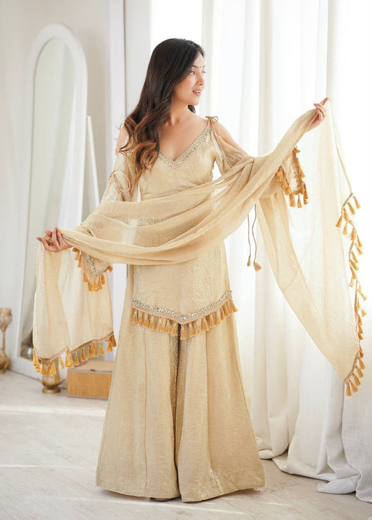 Zaria Tassel Sharara Suit Set with Dupatta for Women