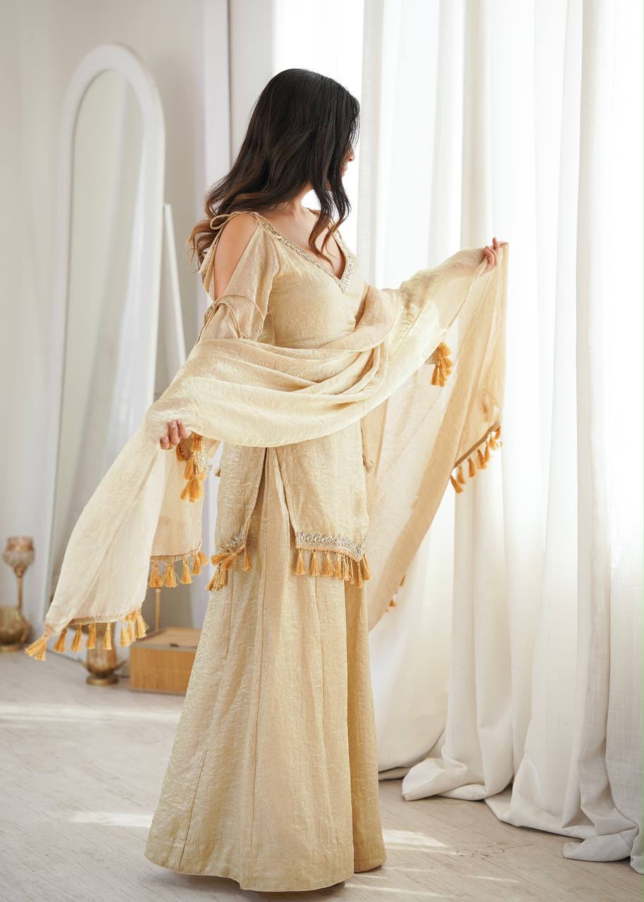 Zaria Tassel Sharara Suit Set with Dupatta for Women