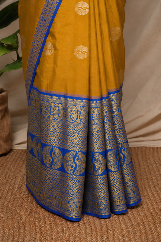 Mustard Gold Silk Saree