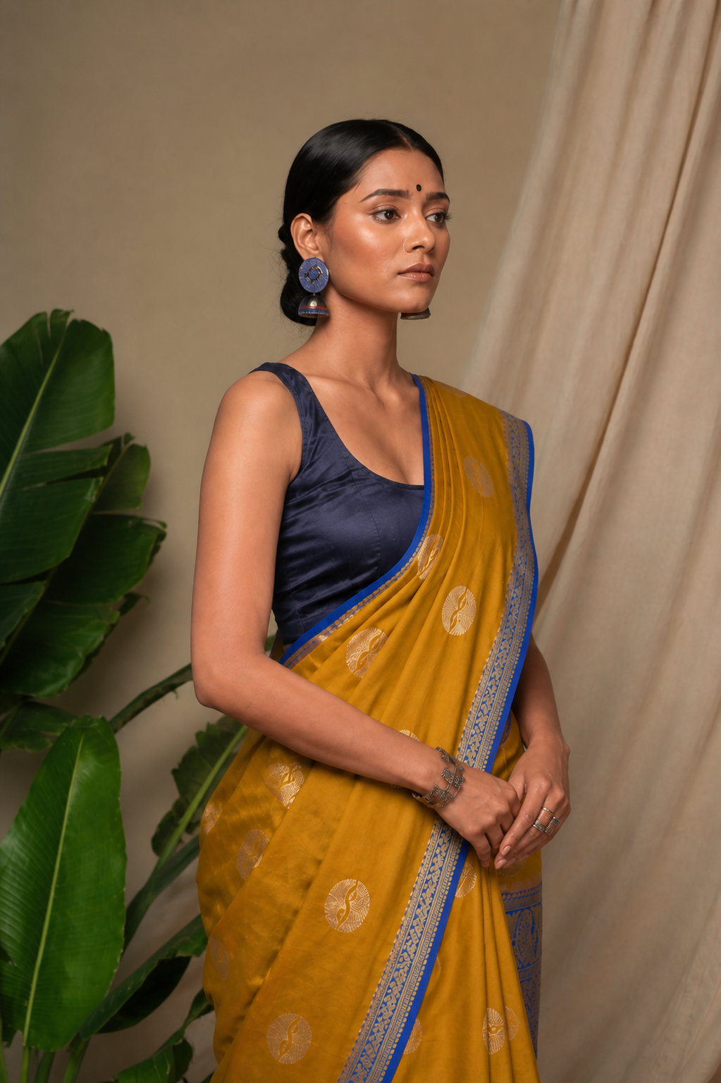 Mustard Gold Silk Saree