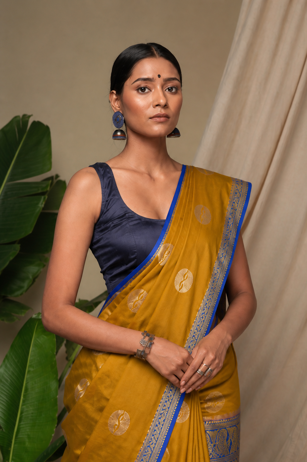 Mustard Gold Silk Saree